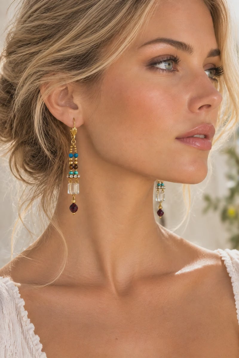 Pendientes artdeco cuarzo