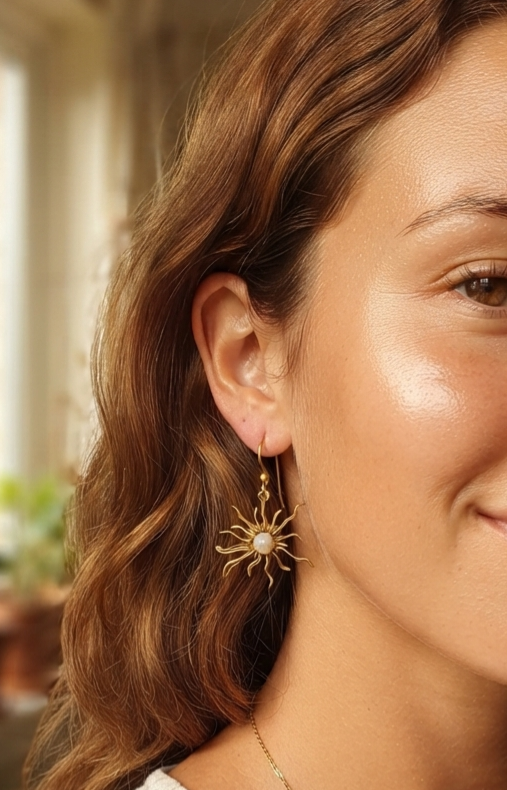 Pendientes sol artesanales