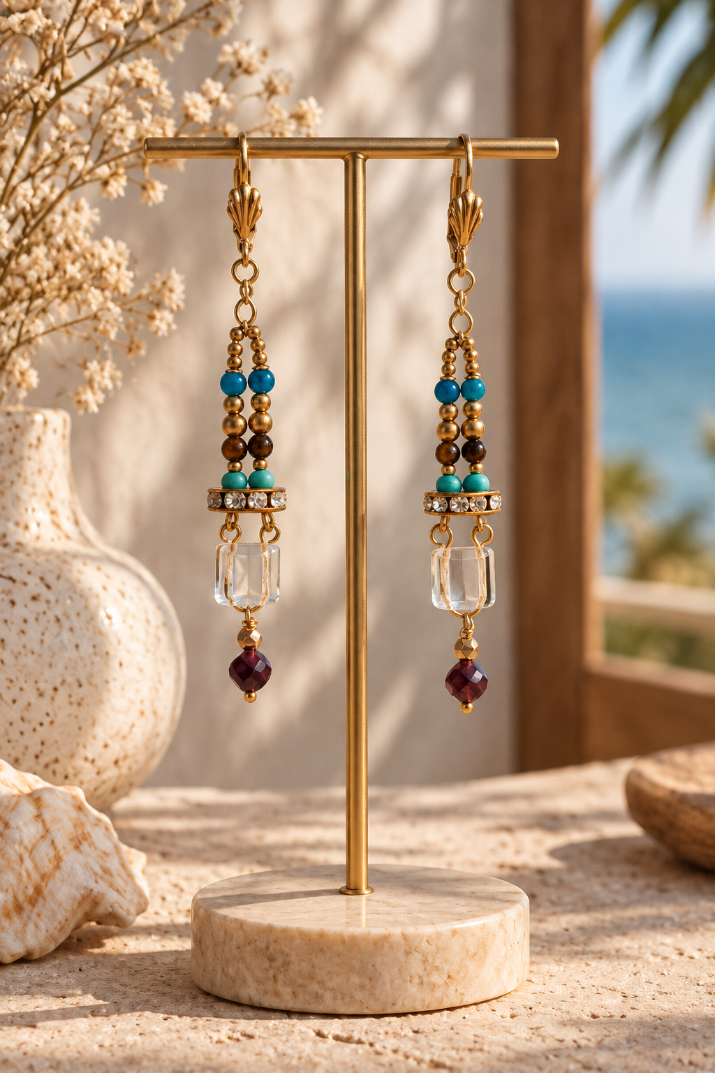 Pendientes artdeco cuarzo