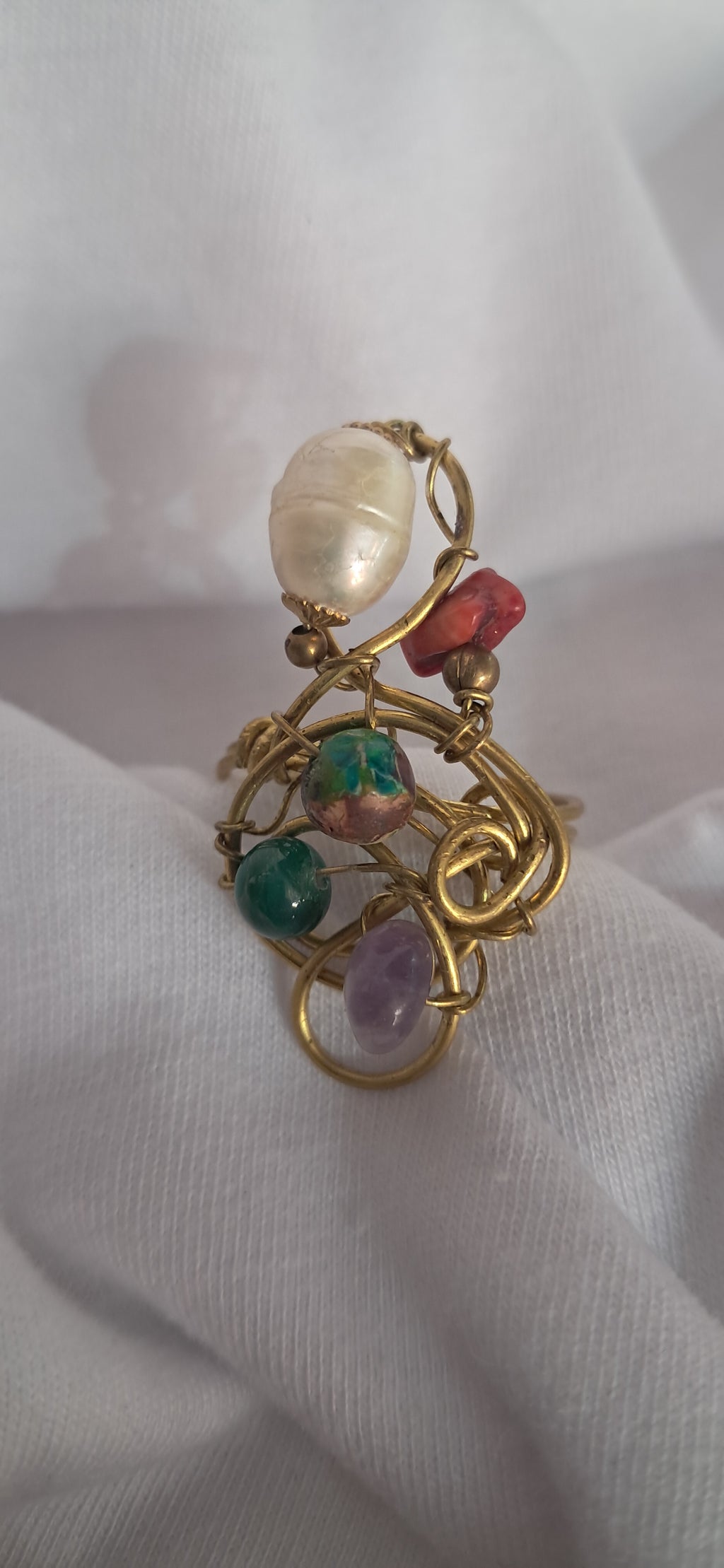 Anillo  perla  y coral