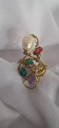 Anillo  perla  y coral