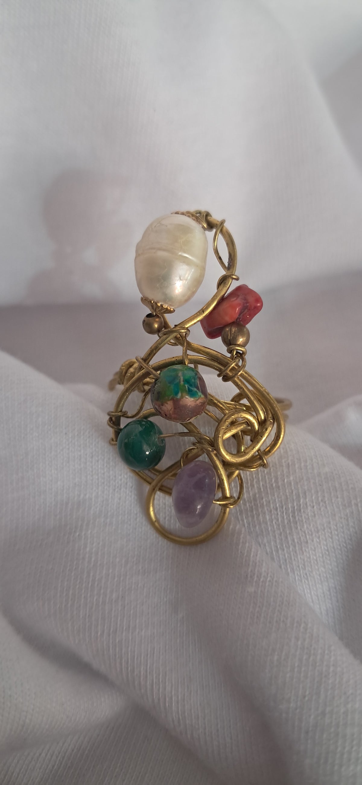 Anillo  perla  y coral