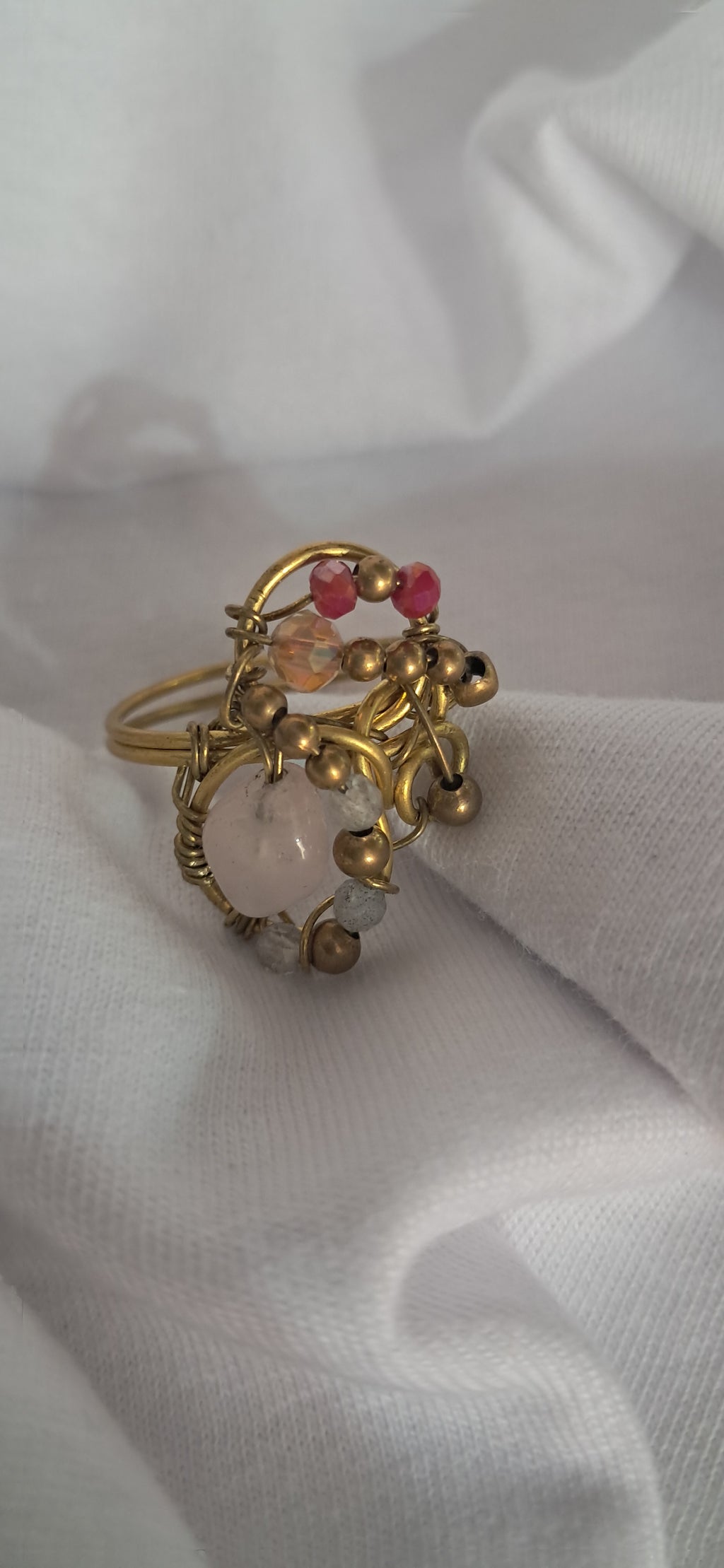 Anillo  cuarzo rosa