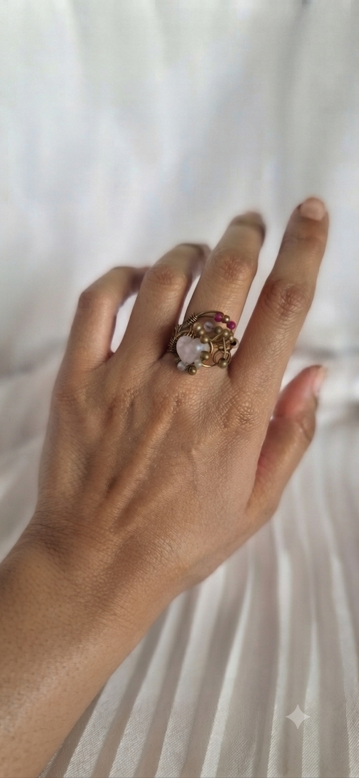 Anillo  cuarzo rosa