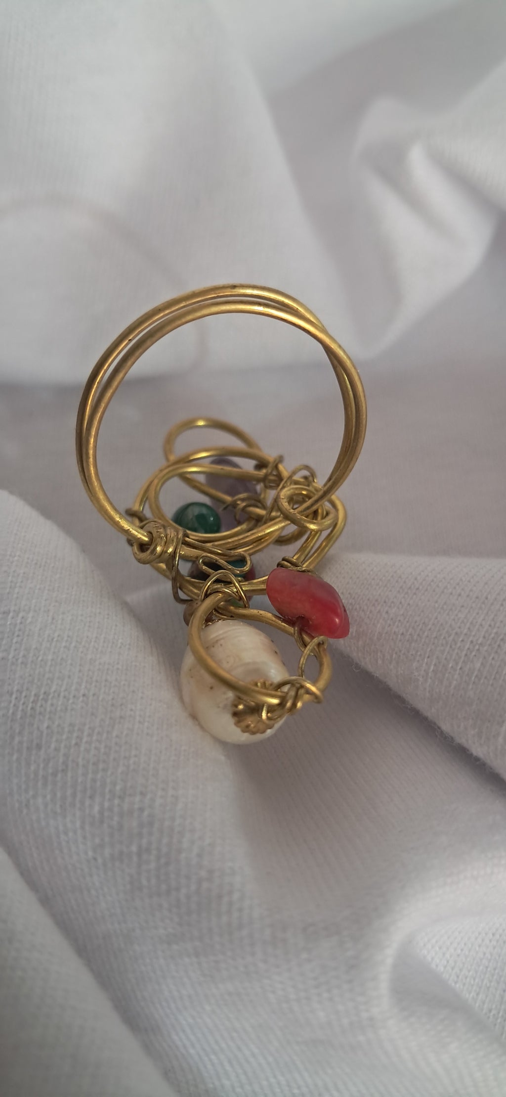 Anillo  perla  y coral